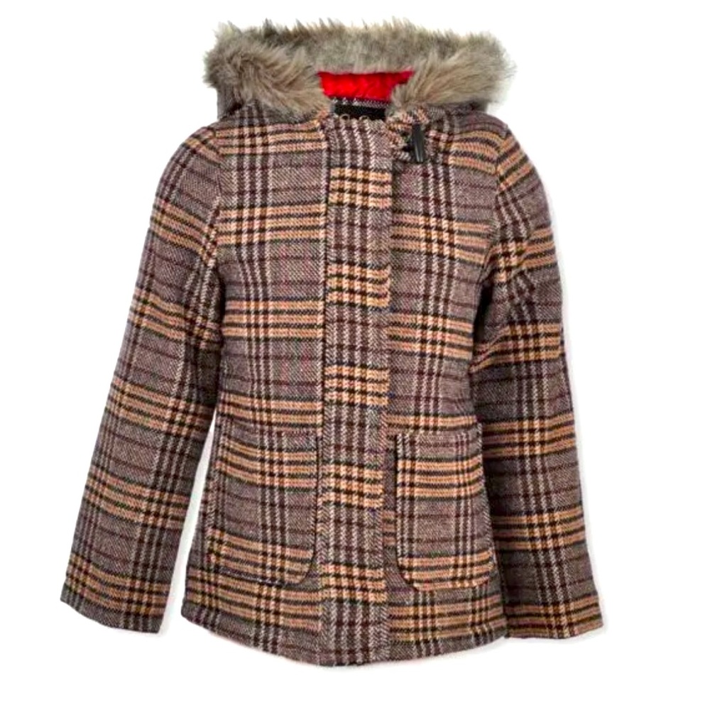 Jessica Simpson Girls Fur Trimmed Wool blend coat